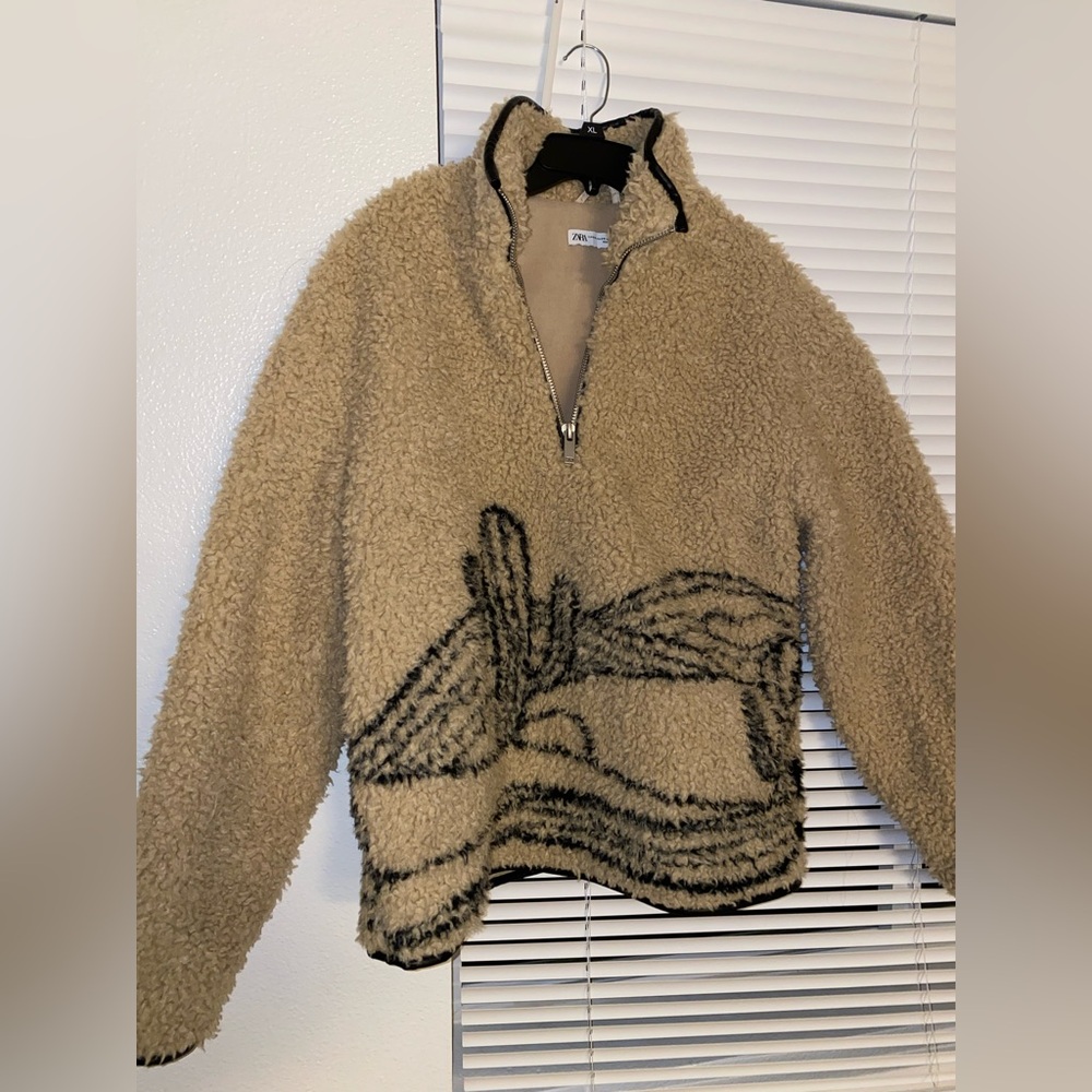 Zara desert/cactus 3/4 Sherpa fleece pullover